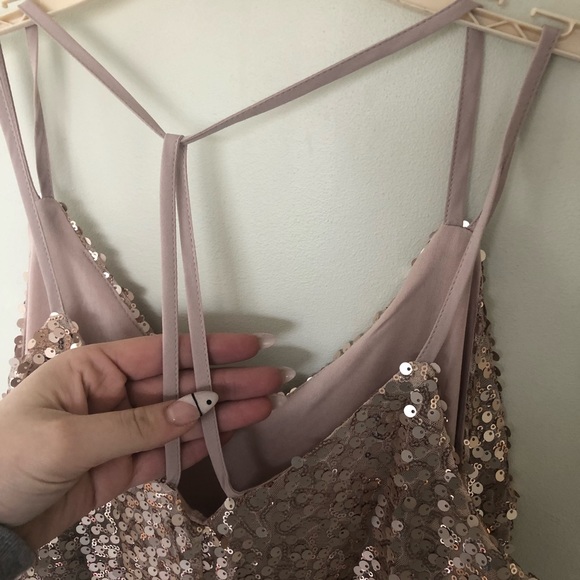 Champagne Gold Sequin Short Dance Party Dress - Picture 5 of 8